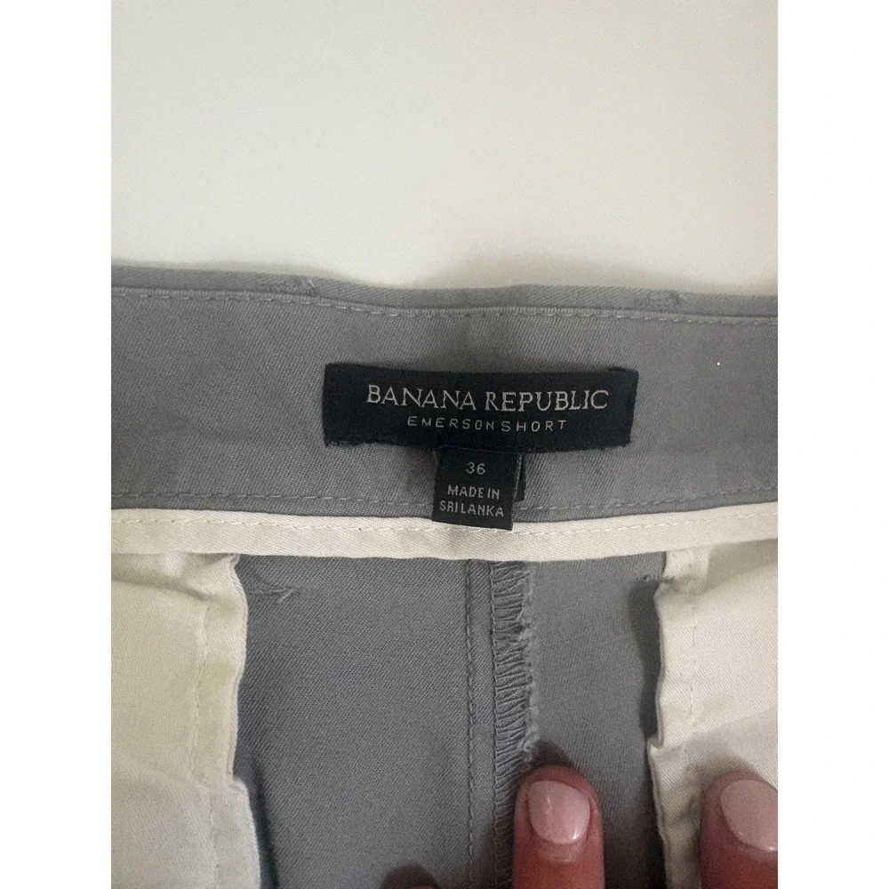 Banana Republic Emerson Short Mens 36 Gray Stretch Chino Flat Front Casual